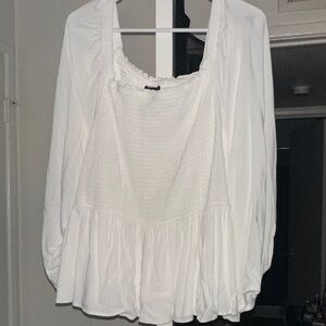 Torrid White Smocked Blouse